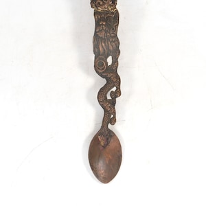 Copper Antique Snake Carved Traditional Spoon - Vintage Collectible Craft Kitchen Essentials Home Decor Art Nepal