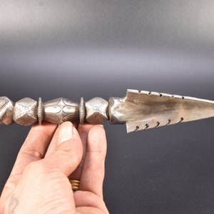 8.7&quot; Antique handcrafted Tibetan iron phurba phupa headed kila dorje phurwa tantrik thunderbolt amulet buddhism healing vajra