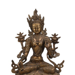 Hand carved Goddess White Tara Statue Buddhism antique brass sculpture Home Decor Blessing Meditation Buddhist Deity Peace Tibetan Nepal