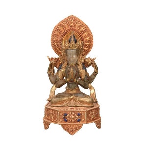 Karcheri Gold Gilted Antique hand carved Statue Tibetan Buddhism Decor Figurine Statue Tibetan Buddhism Nepal