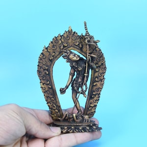 Copper statue holding khatvanga vajra VajraYogini Statue hand carved Tibetan sculpture Healing Medicine figurine Decoration Buddhist Nepal