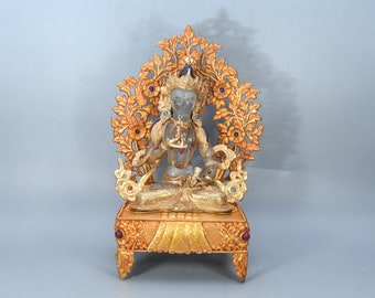 Gold Plated Crystal Vajrasattva Buddha statue Beautiful Crystal Handcrafted Buddha Statue Craft Magnificent Handmade Statue Nepal