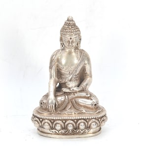 Lord Buddha Antike Handgemachte Silber Buddha Statue Erstaunlich Buddhismus Figur Skulptur Ritual Traditionelle Kunst Nepal