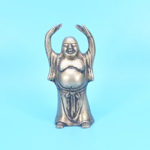 Brass Standing Happy Laughing Buddha Statue Buddhism  Tibetan Buddhist Antique Nepal