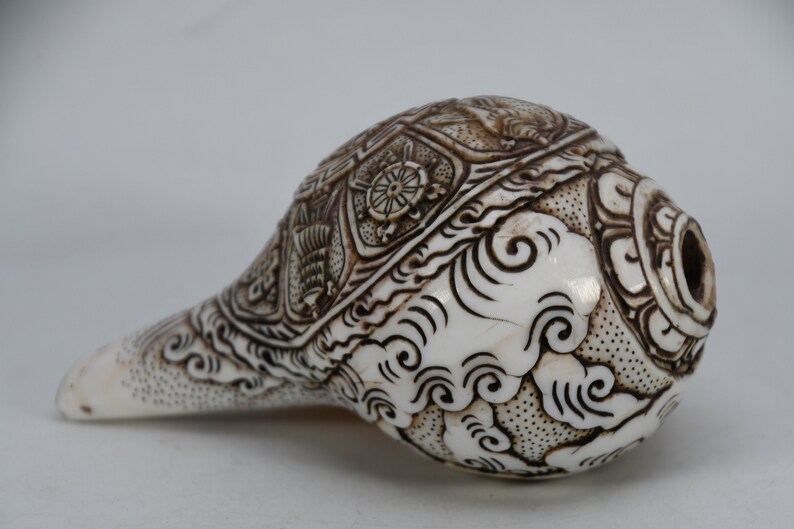 Tibetan Lama Peace Conch Antique Natural Sankha Shell Sankha Handmade Shank Conch Shell Shankh Sound Making Shankha Nepal FREE SHIPPING image 9