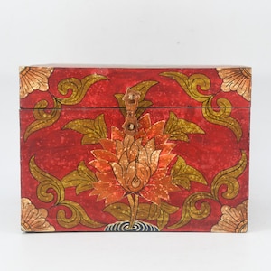 Buddhist Handmade Wooden Jewelry box painted treasure container Tibetan design Traditional wood storage colorful box Buddhism Culture Nepal
