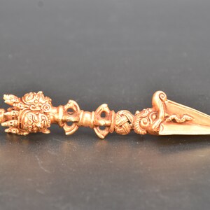 Triple Sided Tibetan Stake, Dragon.Dorje ,Mahakala Brass Phurba Ritual Nepal, Vedic Object kartika Buddhism Traditional Tibetan Magic Nepal