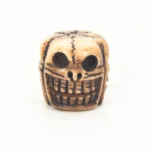 Antique Handmade Skull Beads Tibetan Tantric Shaman Tool Protection Jhakri Decor Collectible