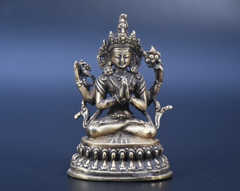 Old Tibetan Antique Green Tara Statue Shakyamuni Buddhist Blessing Buddha Shakyamuni Statue Nepal vintage statue (also known as Drolma)