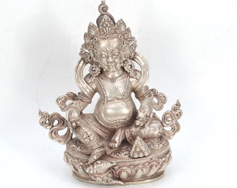 Vintage Home Decor Silver Carved Fierce Diety Bhairav Mahakala Antique Handmade Tibetan Sculpture Art Nepal