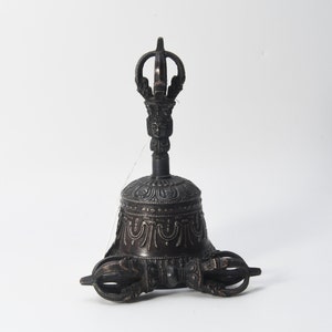 Antique Buddhist Set of Bells & Dorje Handmade  Nepalese Hand Bell Bronze Meditation Prayer Bells Dorje Vajra Excellent Sound Bell