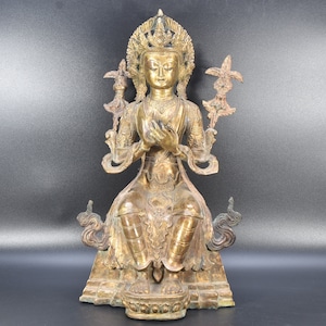 Bodhisattva Tibetan Maitreya Buddha statue antique hand carved sculpture meditation Buddhist deity Home Decorative Blessing God Nepal
