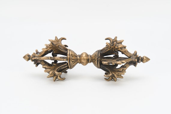 ☆b393、真鍮 プルパ（3面憤怒尊）ブラス 密教法具 チベット 金剛杵