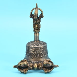 Tibetan Buddhist Set of Bells & Dorje Handmade  Nepalese Hand Bell Bronze Meditation Prayer Bells Dorje Vajra Excellent Sound Lama's Bell