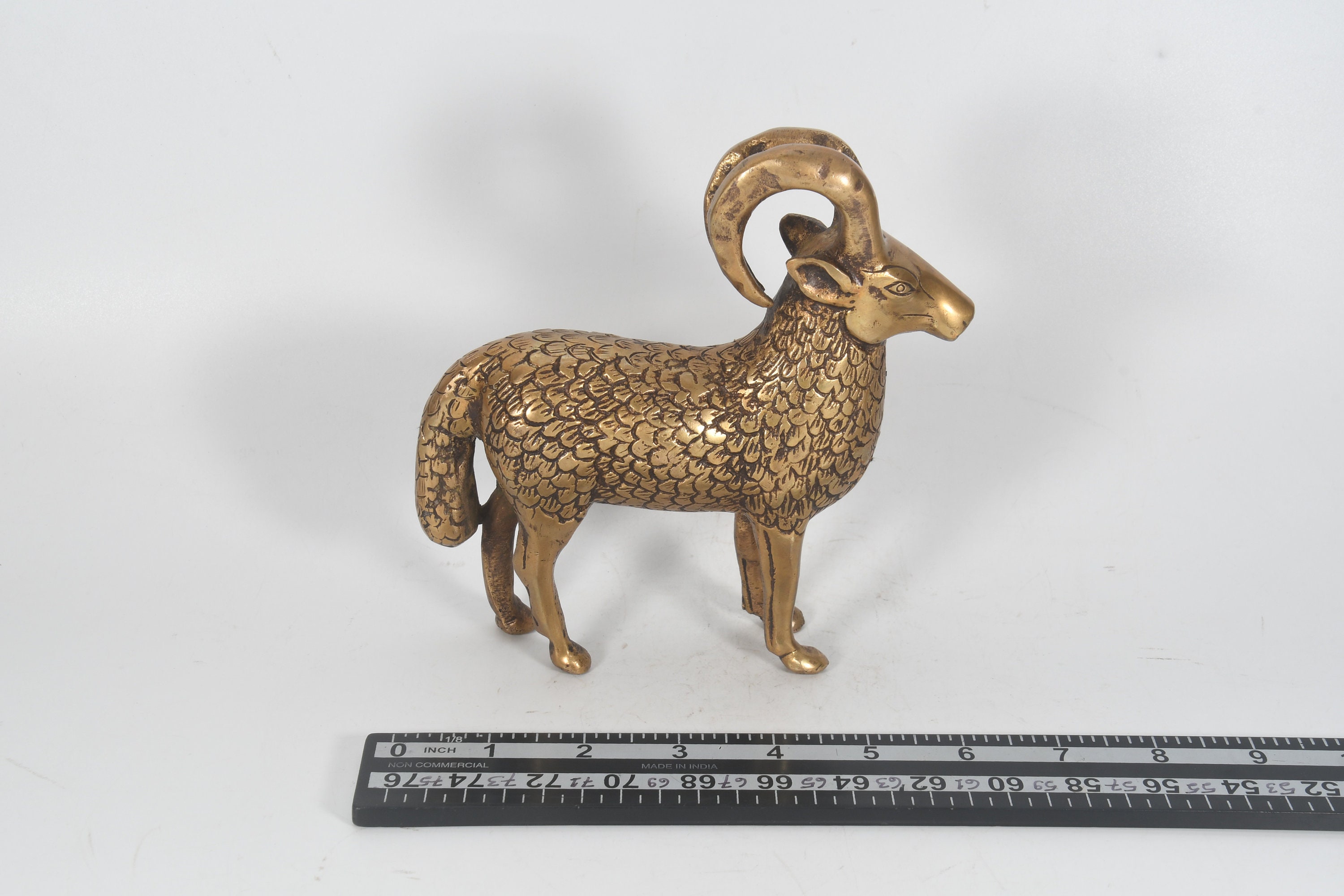 Brass Goat Figurine Antique Handmade Himalayan Goat Home Decor Hinduism  Nepal 