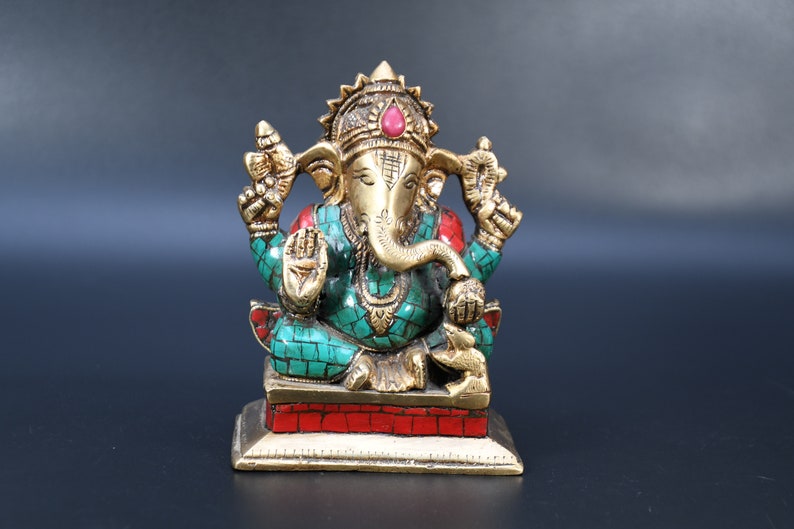 Antique Turquoise God Ganesh Statue Hindu Lord Idol Hindu Lord G Antique Turquoise God Ganesh Statue Hindu Lord Idol Hindu Lord G