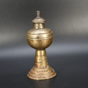 Old Copper Lamp Antique Very Rare Fire Offering Butter Lamp Buddhist Alter Brass Thunderbolt Nepal