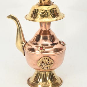 Copper Brass Crafted Karuwa Pot Antique Tibetan Buddhism Auspicious Ritual Vessel Vintage Collectible Art Decor