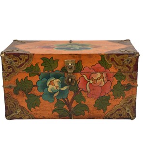 Himalaya Handmade painted Wooden Jewelry box treasure container Tibetan design Traditional wood storage colorful box Buddhism Culture Nepal