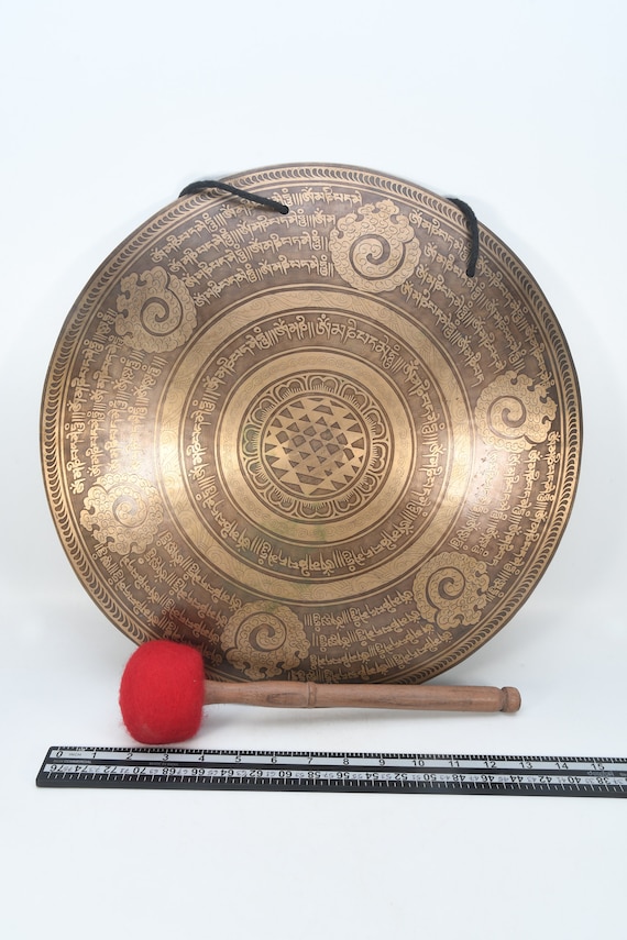 nikotin lammelse Reproducere Traditional Tibetan Flat Gong With Buddhist MANTRA om - Etsy Denmark