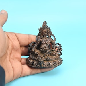 Wealth God Kubera statue hand carved Tibetan Jambala Sitting Decoration Spiritual Lord Kuber sculpture worship Buddhist Hinduism Nepal