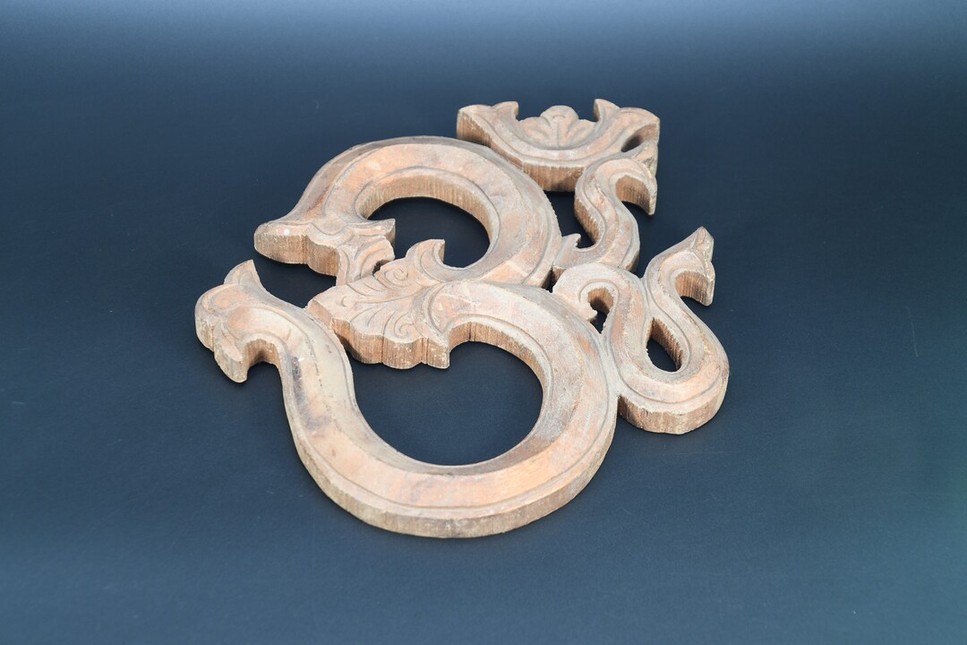 Vintage Hand-Carved Sanskrit Om With Ganesh Ohm Symbol Wooden Wall Hanging main image 0