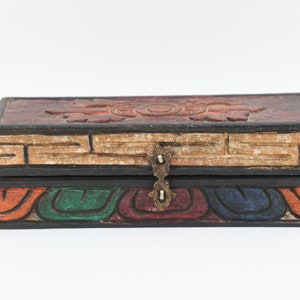 Handcarved Brass Dorje and Wooden designed painted Box handicrafts Decor  Tibetan design Traditional storage colorful Buddhism Culture Nepal