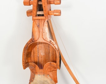 Nepalese Folk Musical Instrument Sarangi Antique Lord Ganesh Carved Handmade Traditional Musical Instrument