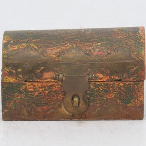 Tibetan Antique Handmade Traditional Wooden Treasure Box Vintage Storage Box Buddhist Culture Ancient Collectible Nepal