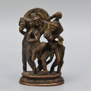 Radha Krishna Pair Brass Statue antique Hindu Gods hand carved Showpieces Blessing Hinduism mythological sculpture figurine Decorative Nepal