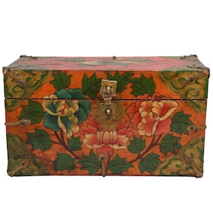Buddhist Handmade Wooden Jewelry box painted treasure container Tibetan design Traditional wood storage colorful box Buddhism Culture Nepal