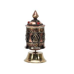 Roue de prière bouddhiste en cuivre et laiton, mantra tibétain antique gravé à la main, mantra de guérison de l&#39;Himalaya, autel décoratif du Népal