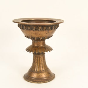 Copper antique Protected  Butter Lamp Buddhist Prayer tibetan Nepal handmade Offering lamp Tibet Temple Buddhist Alter lighting Antique Art