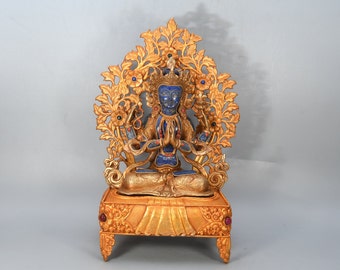 Lapice Gold Plated Chenzeriz Meditating Statue Gold Plated Handmade Rare sculpture Home decorative Tibetan Nepal