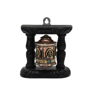 Buddhist Tibetan Spinning Prayer Wheel  Frame with Copper Wheel Antique Om Mani Himalayan Tibet Design Mantra Handmade Decorative From Nepal
