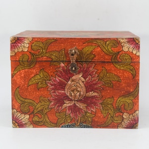 Buddhist Handmade Wooden nepal box painted treasure container Tibetan design Traditional wood storage colorful box Buddhism Culture Nepal