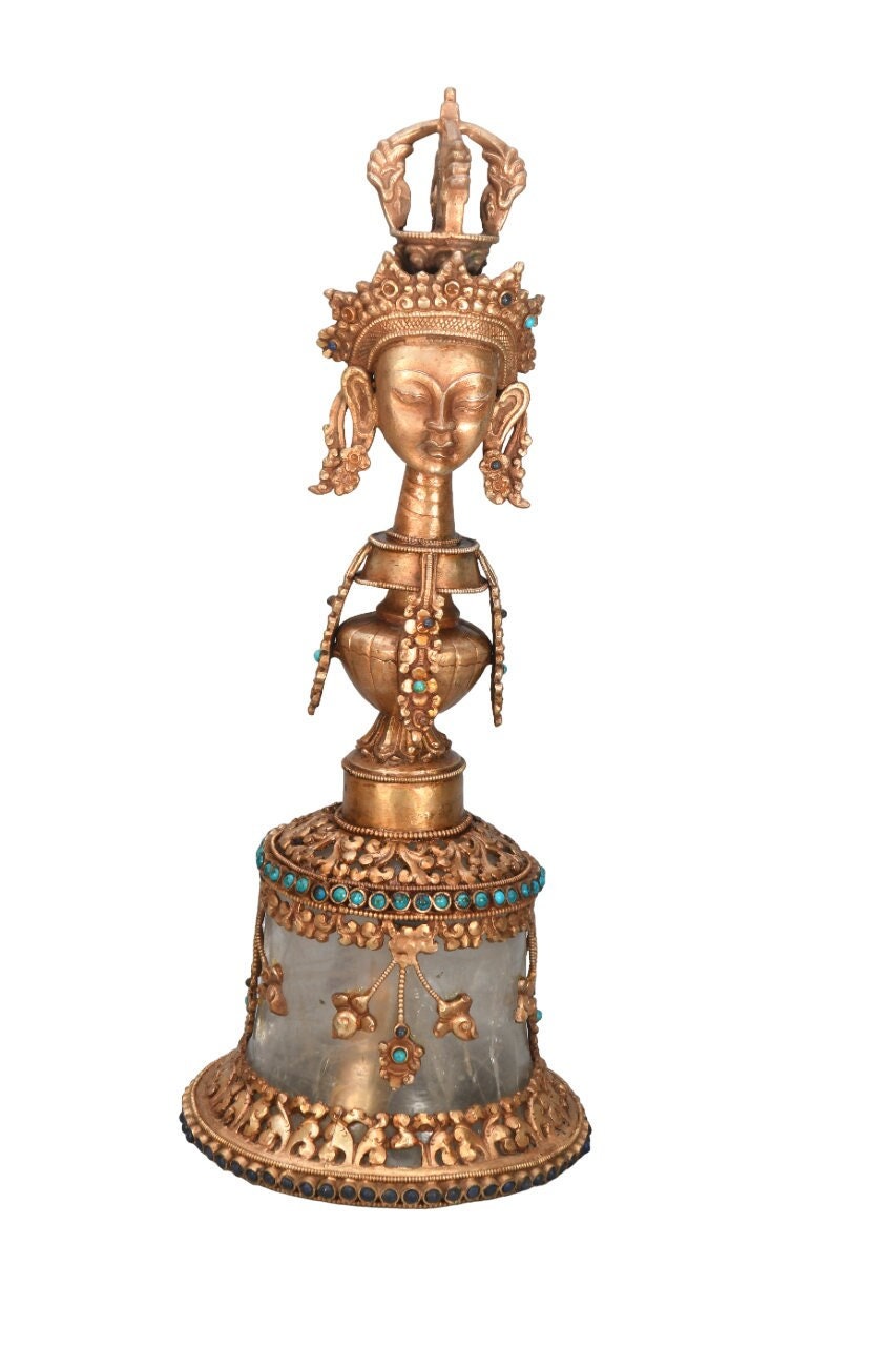 Crystal Vajrasattva Dorje Bell Buddhist Handmade Bell Vajra Ghanta Ritual bells Hand Bell Prayer Bells Dorje Vajra Excellent Sound Lama's