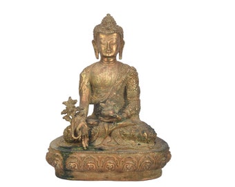 Exquisite Gold-Gilt Antique Tibetan Buddha: A Revered Life History Carved Statue Fabulous Figurine Sitting Meditation Nepal