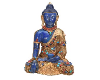 Masterclass Antique Lapis Buddha Vintage Handcarved Statue Home Decor Sculpture figurine sitting meditation Nepal