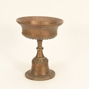 Bronze Antique  Butter Lamp Buddhist  Prayer lighting tibetan Nepal handicraft Butter Lamp made from copper, Vintage tibetan lamp copper