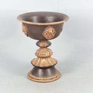 Handcrafted Copper Antique Butter Lamp - Traditional Buddhist Religious Collectible Ritual Art Craft Nepal