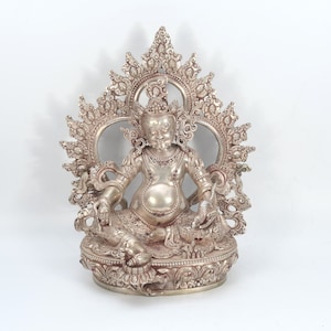SIlver Handmade Lord of Wealth Antique Kubera Jambala Religious Sempa Dorje Vintage Collectible Traditional Sculpture Nepal