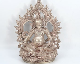 SIlver Handmade Lord of Wealth Antique Kubera Jambala Religious Sempa Dorje Vintage Collectible Traditional Sculpture Nepal