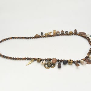 Antique Handmade Tantric Buddhist Lama Mala Necklace • Vintage Jhakri Ritual Beads • Collectible Embedded Craft Tool Art