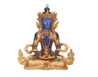 Lapice Aparmita Gold Gilted Antique Tibetan Handicraft Decorational Statue Figurine Meditation Nepal