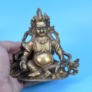 Tibet Buddhism Jambhala Magic Wealth God Buddha Statue Handmade Antique Buddhist home Decoration Spiritual Kubera sculpture worship Nepal