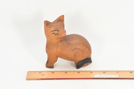 Wooden Cat Figurine Tibetan Antique Animal Collec… - image 7