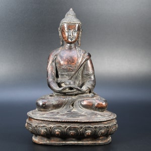 20 cm alte antike tibetische Buddhismus Buddha Statue Handwerk Buddha Meditation Figur Statue seltene Messing, handgefertigte Tibet Bronze