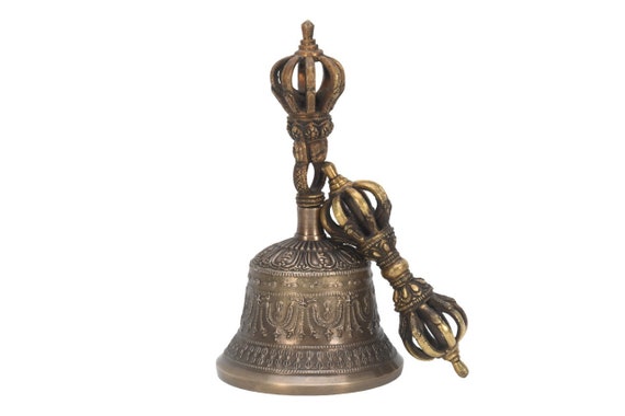 Brass Carved Dorje Vajra Tibetan Antique Thunderbolt Vajra Buddhist Art Crafts e