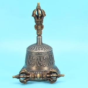 Bell and Dorje SET Tibetan Kila Dorje, Drilbu bell Tibetan Chakra Sound blancing Buddhist Vajra Ghanta Dorje Drilbu Vajra bell, Tibetan bell